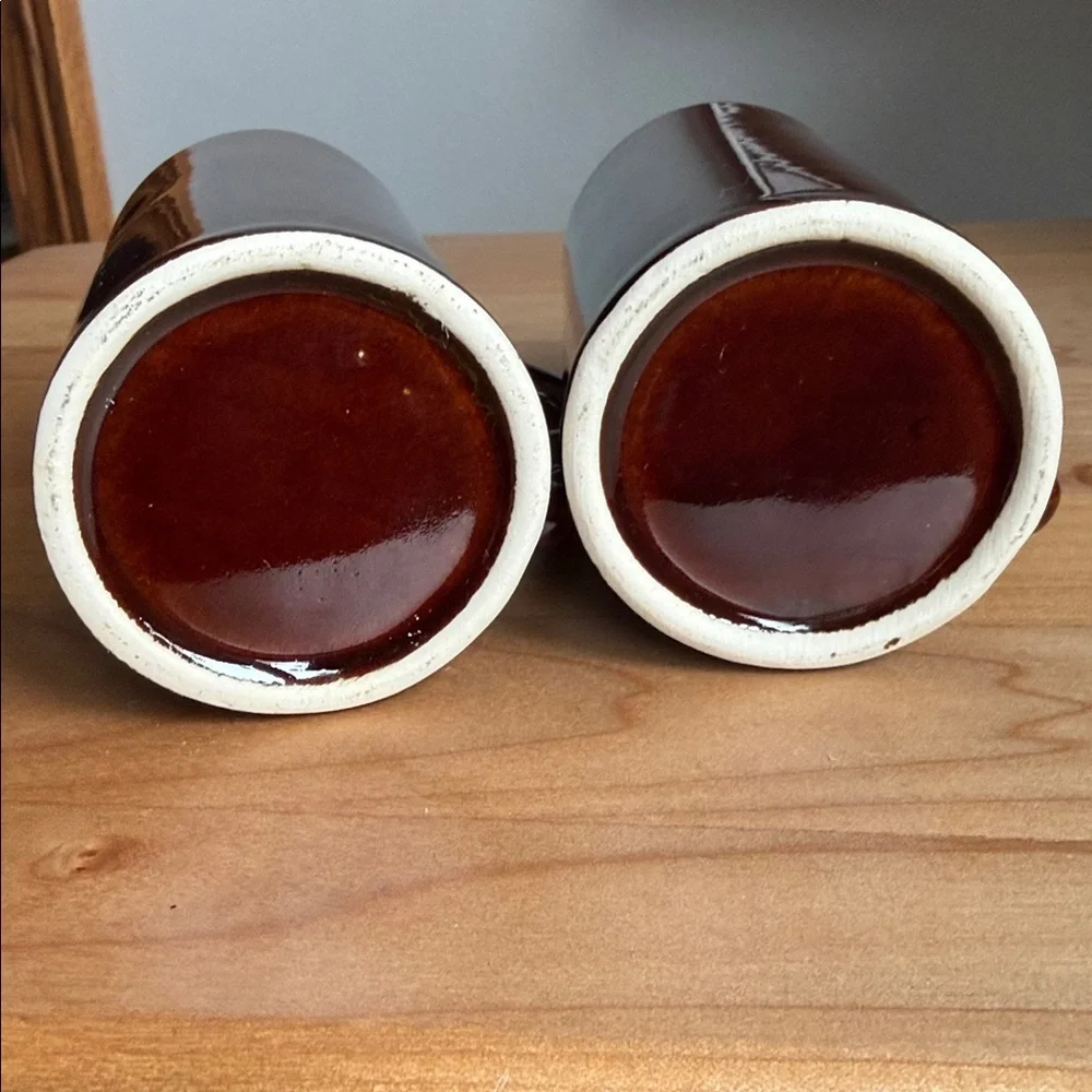 Vintage MCM Tall Espresso Mugs Dark Mocha Brown Glaze Coffee Cups Qty: Set of 2